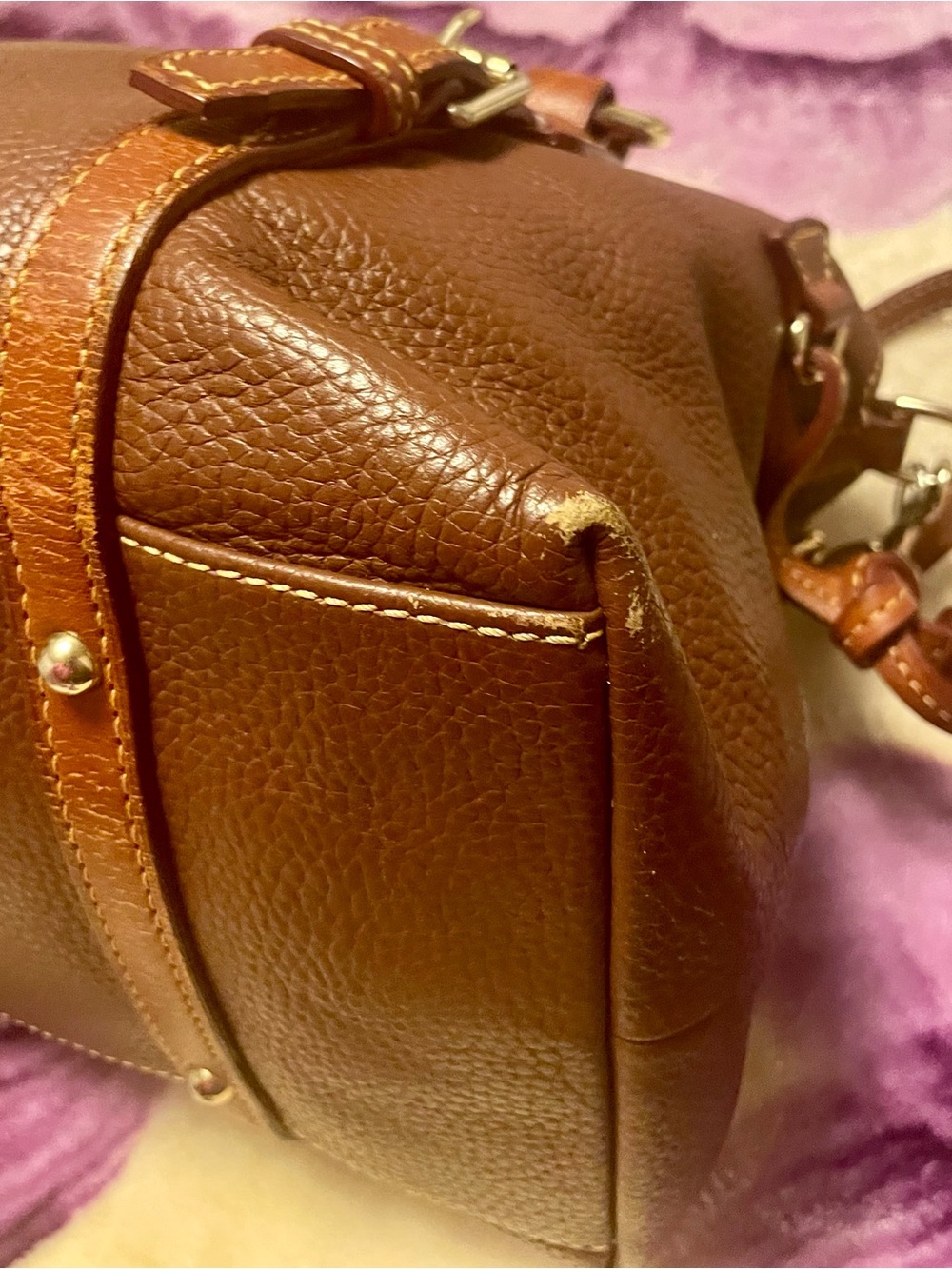 Dooney & Bourke Cognac Brown Italian pebbled, leather like new - Picture 6 of 7